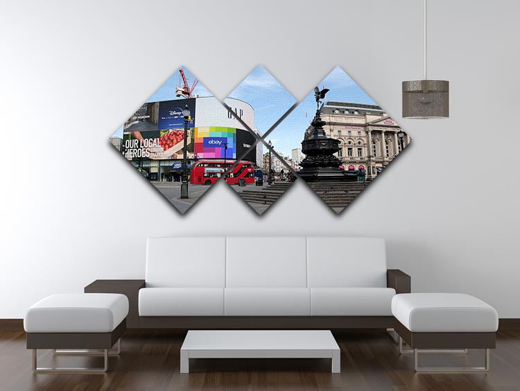 Empty Piccadilly Circus London under Lockdown 2020 4 Square Multi Panel Canvas - Canvas Art Rocks - 3