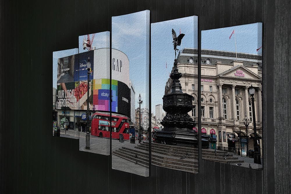 Empty Piccadilly Circus London under Lockdown 2020 5 Split Panel Canvas - Canvas Art Rocks - 2