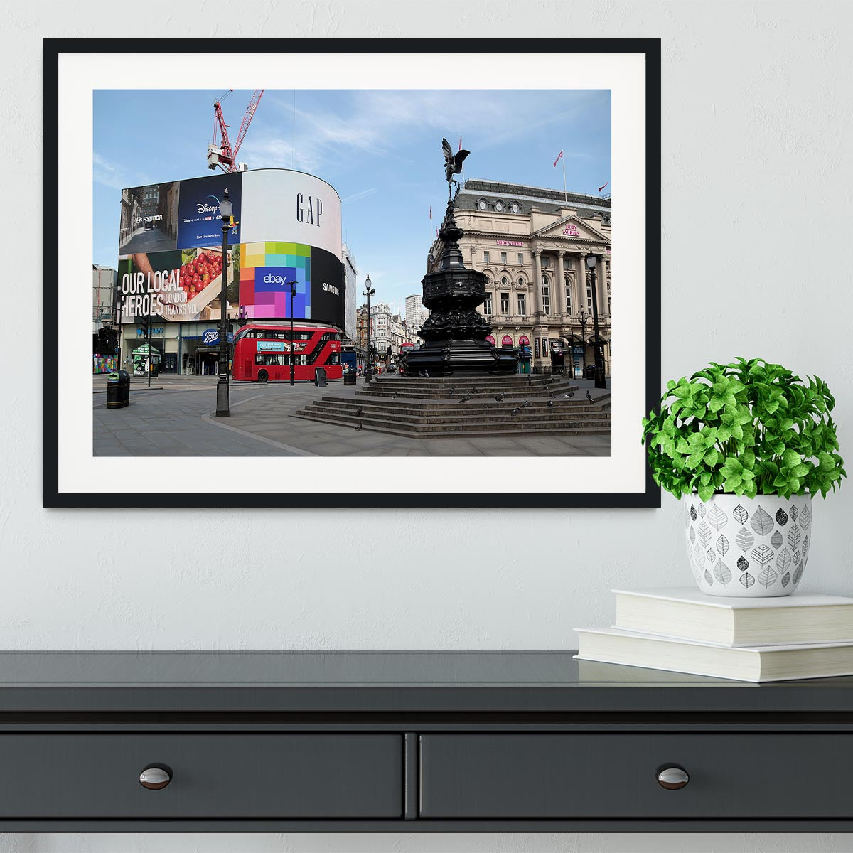 Empty Piccadilly Circus London under Lockdown 2020 Framed Print - Canvas Art Rocks - 1