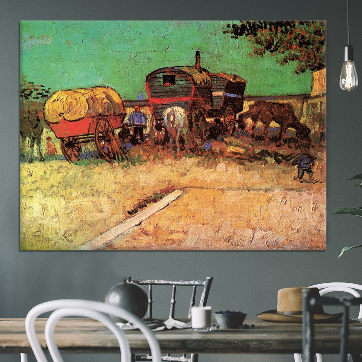 Encampment of Gypsies with Caravans by Van Gogh Canvas Print or Poster - Canvas Art Rocks - 3
