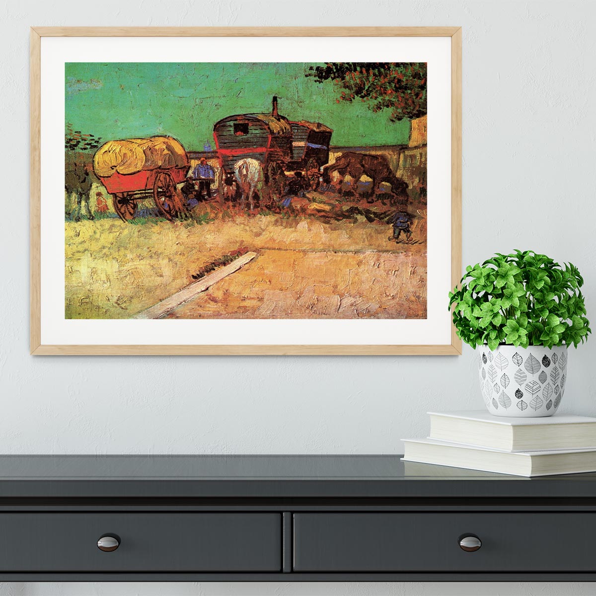Encampment of Gypsies with Caravans by Van Gogh Framed Print - Canvas Art Rocks - 3