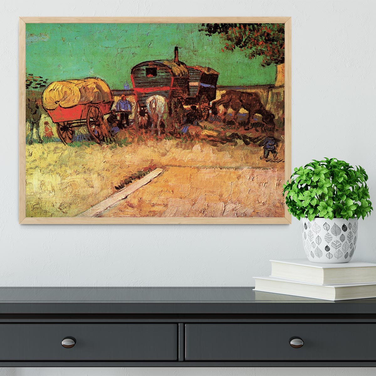 Encampment of Gypsies with Caravans by Van Gogh Framed Print - Canvas Art Rocks - 4