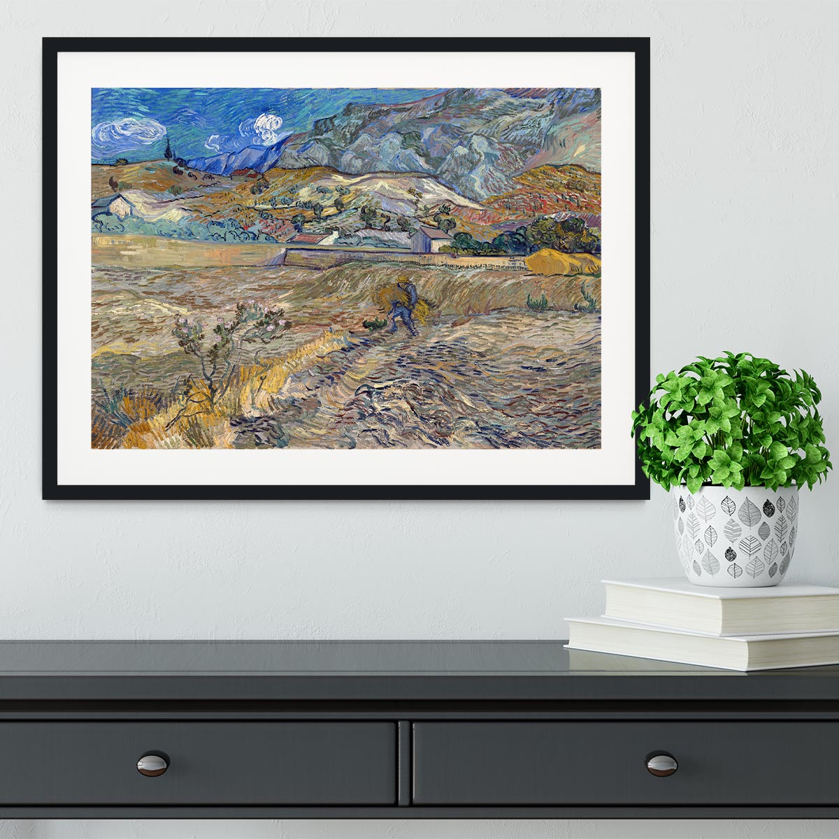 Enclosed Field with Peasant Framed Print - Canvas Art Rocks - 1