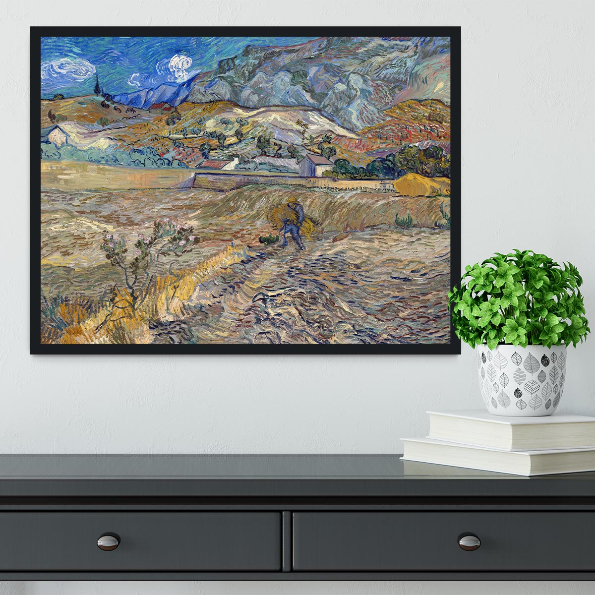 Enclosed Field with Peasant Framed Print - Canvas Art Rocks - 2