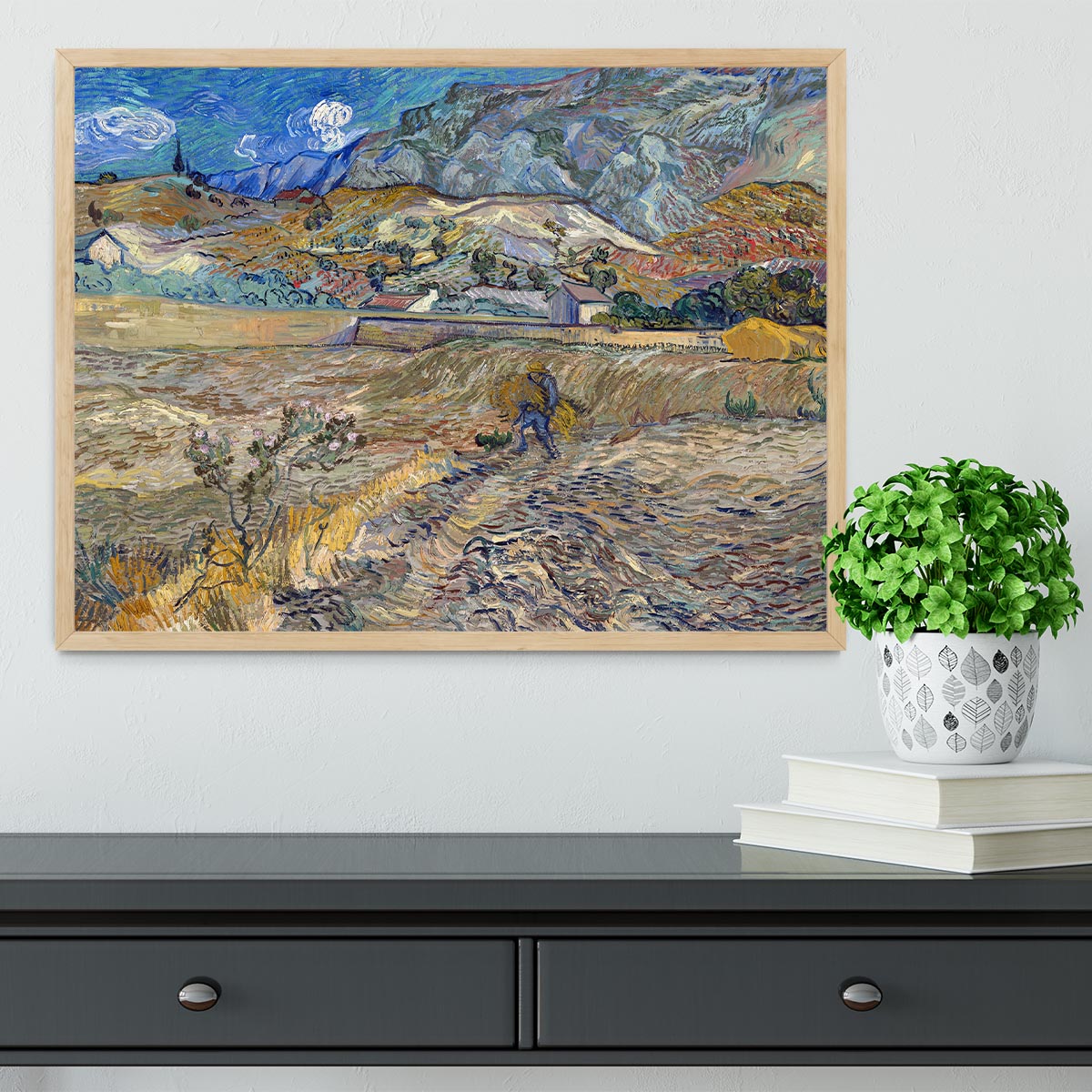 Enclosed Field with Peasant Framed Print - Canvas Art Rocks - 4