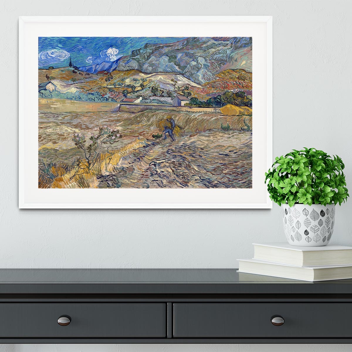 Enclosed Field with Peasant Framed Print - Canvas Art Rocks - 5