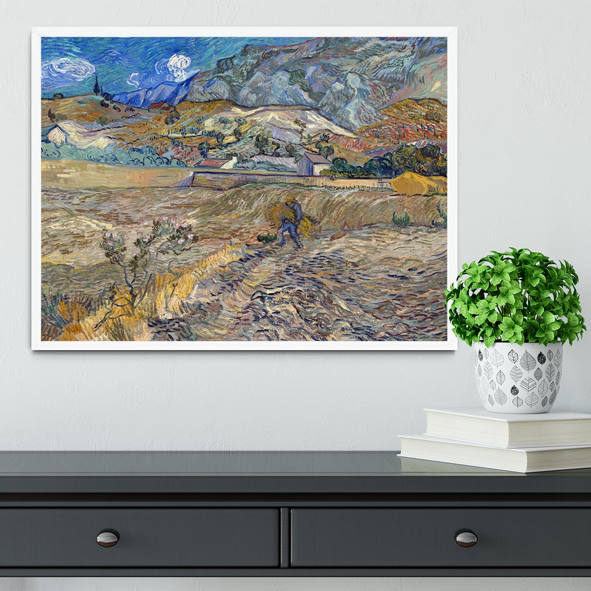 Enclosed Field with Peasant Framed Print - Canvas Art Rocks -6