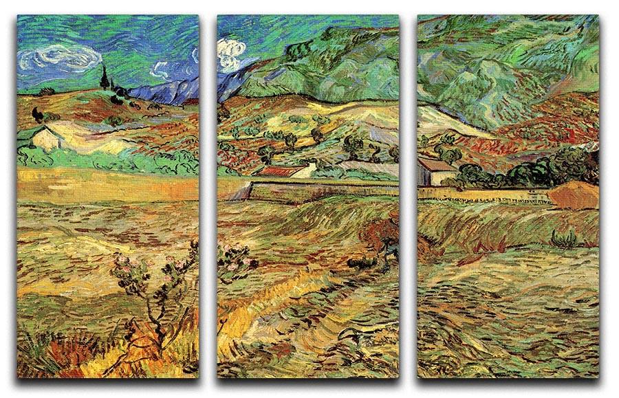 Enclosed Wheat Field with Peasant by Van Gogh 3 Split Panel Canvas Print - Canvas Art Rocks - 4