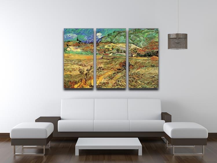 Enclosed Wheat Field with Peasant by Van Gogh 3 Split Panel Canvas Print - Canvas Art Rocks - 4