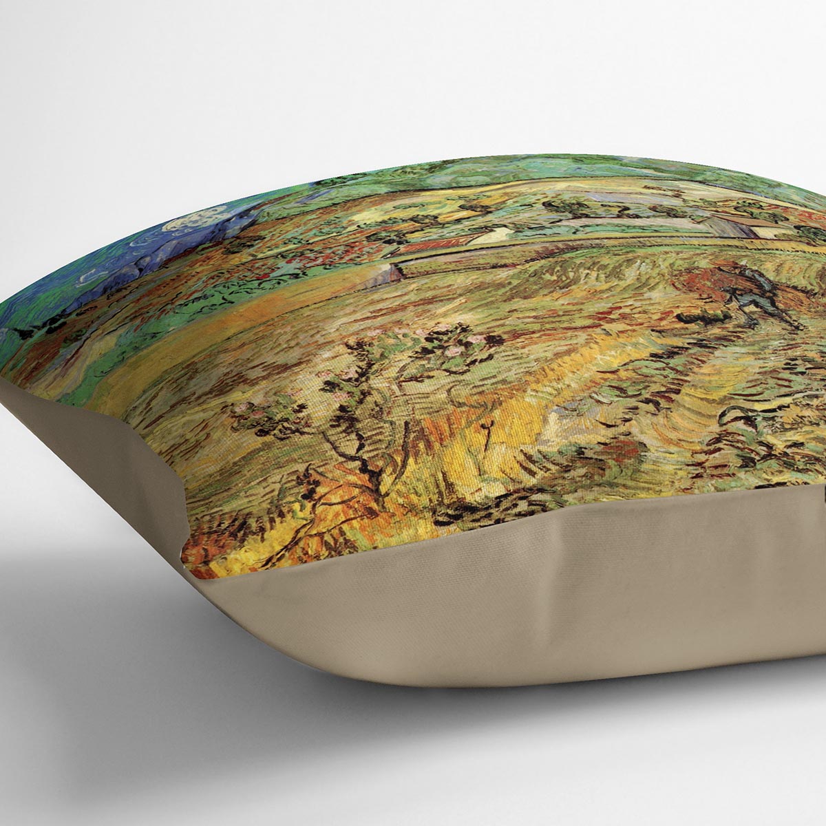 Enclosed Wheat Field with Peasant by Van Gogh Cushion