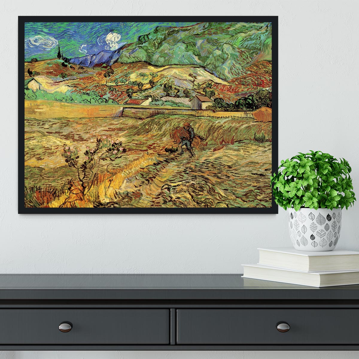 Enclosed Wheat Field with Peasant by Van Gogh Framed Print - Canvas Art Rocks - 2