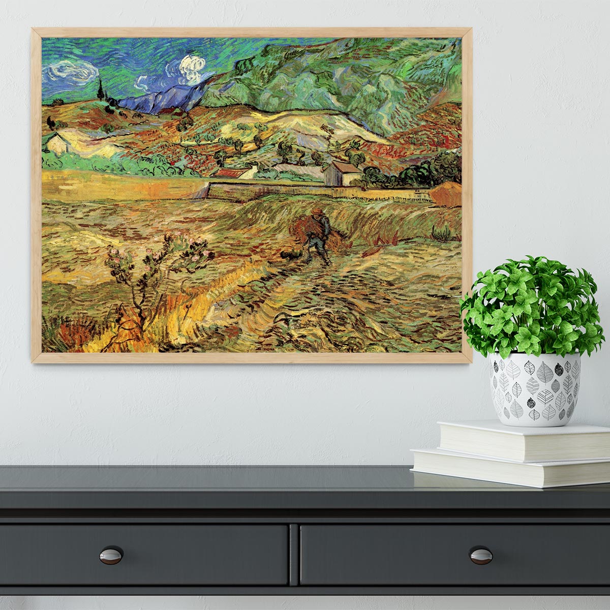 Enclosed Wheat Field with Peasant by Van Gogh Framed Print - Canvas Art Rocks - 4