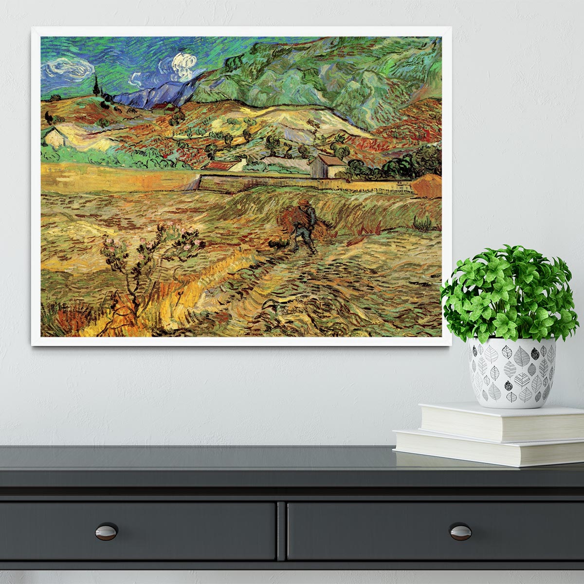 Enclosed Wheat Field with Peasant by Van Gogh Framed Print - Canvas Art Rocks -6