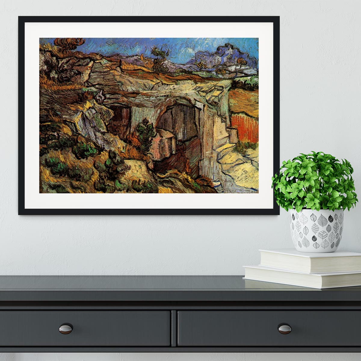 Entrance to a Quarry near Saint-Remy by Van Gogh Framed Print - Canvas Art Rocks - 1