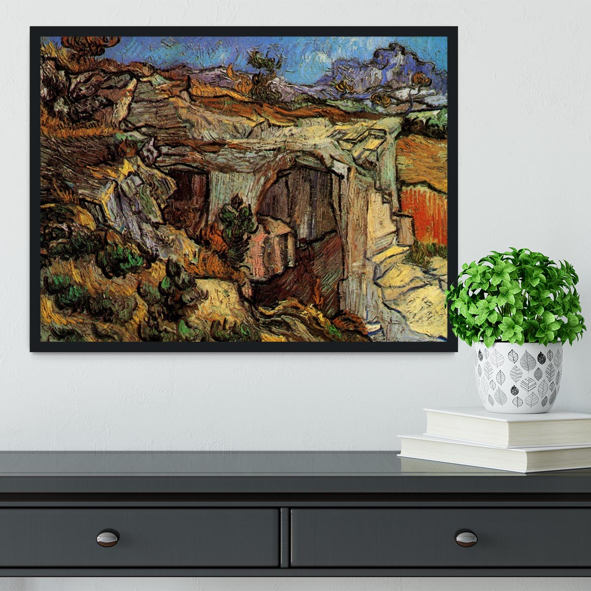 Entrance to a Quarry near Saint-Remy by Van Gogh Framed Print - Canvas Art Rocks - 2