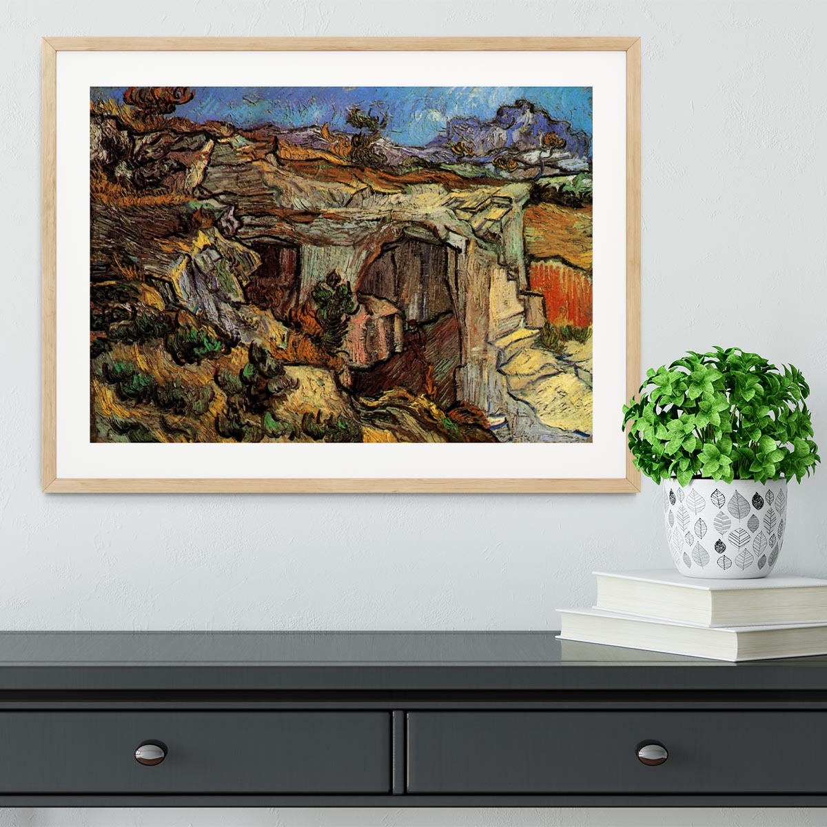 Entrance to a Quarry near Saint-Remy by Van Gogh Framed Print - Canvas Art Rocks - 3
