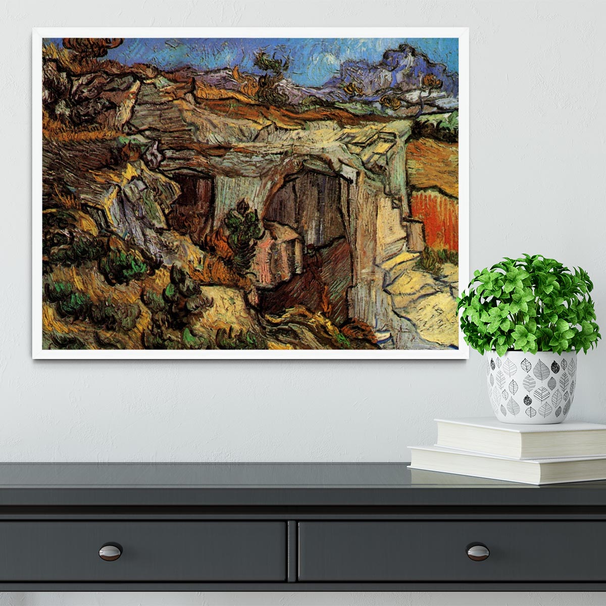 Entrance to a Quarry near Saint-Remy by Van Gogh Framed Print - Canvas Art Rocks -6