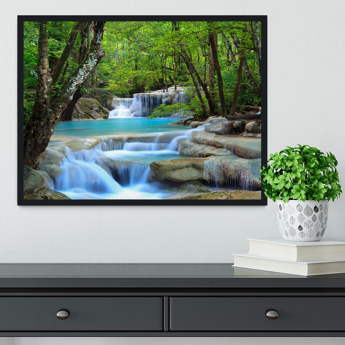 Erawan Waterfall Framed Print - Canvas Art Rocks - 2