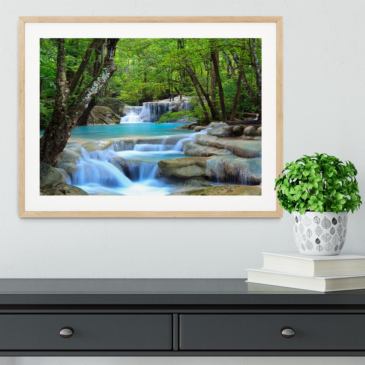 Erawan Waterfall Framed Print - Canvas Art Rocks - 3