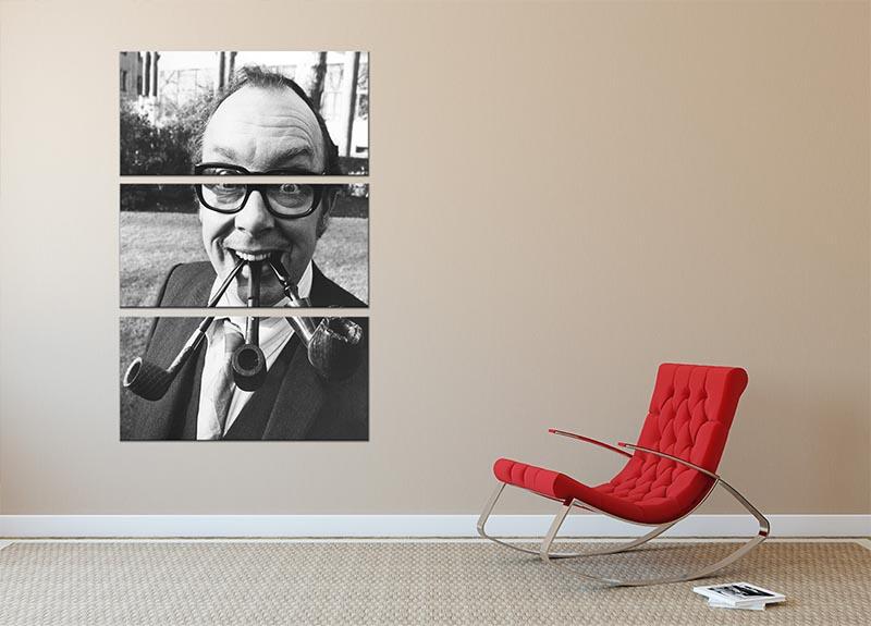 Eric Morecambe with three pipes in his mouth 3 Split Panel Canvas Print - Canvas Art Rocks - 2