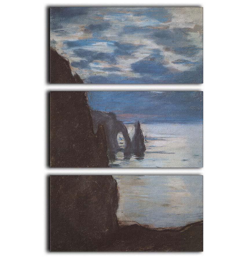 Etretat by Monet 3 Split Panel Canvas Print - Canvas Art Rocks - 1