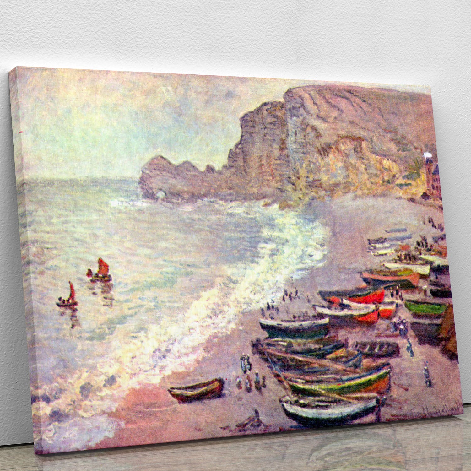 Etretat the beach and La Porte d'Amont by Monet Canvas Print or Poster - Canvas Art Rocks - 1