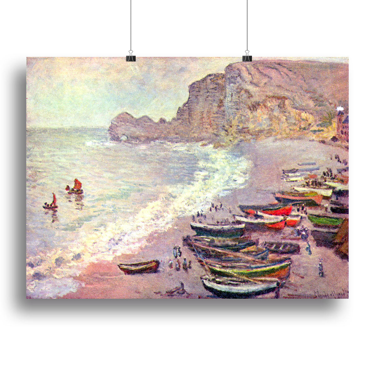 Etretat the beach and La Porte d'Amont by Monet Canvas Print or Poster - Canvas Art Rocks - 2