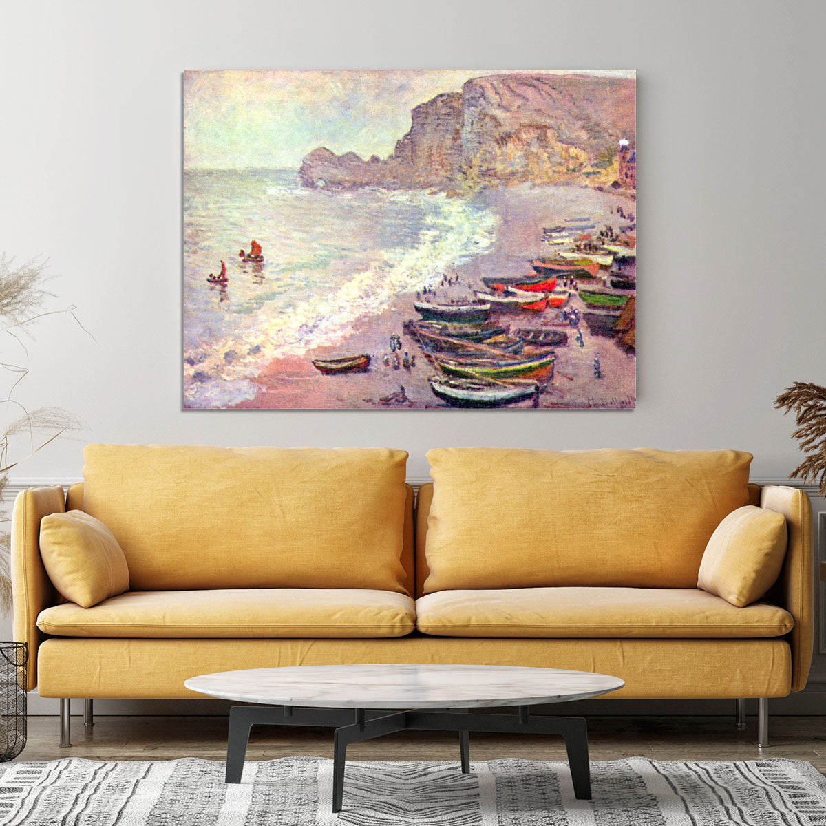 Etretat the beach and La Porte d'Amont by Monet Canvas Print or Poster - Canvas Art Rocks - 4