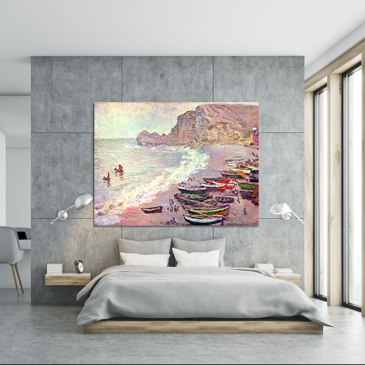 Etretat the beach and La Porte d'Amont by Monet Canvas Print or Poster - Canvas Art Rocks - 5