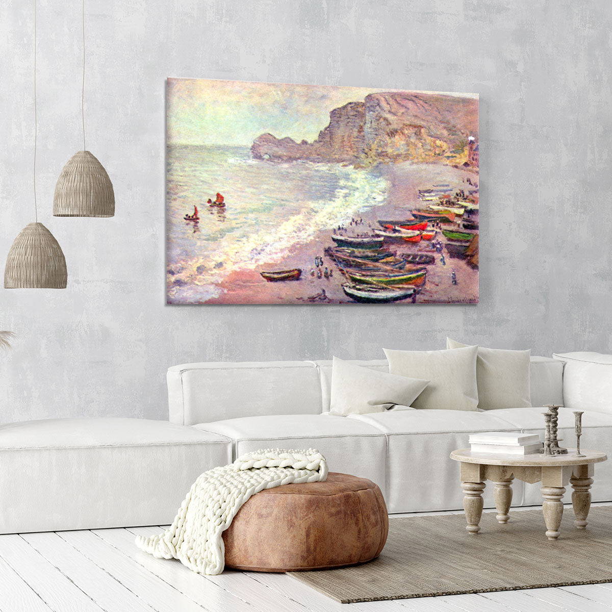 Etretat the beach and La Porte d'Amont by Monet Canvas Print or Poster - Canvas Art Rocks - 6