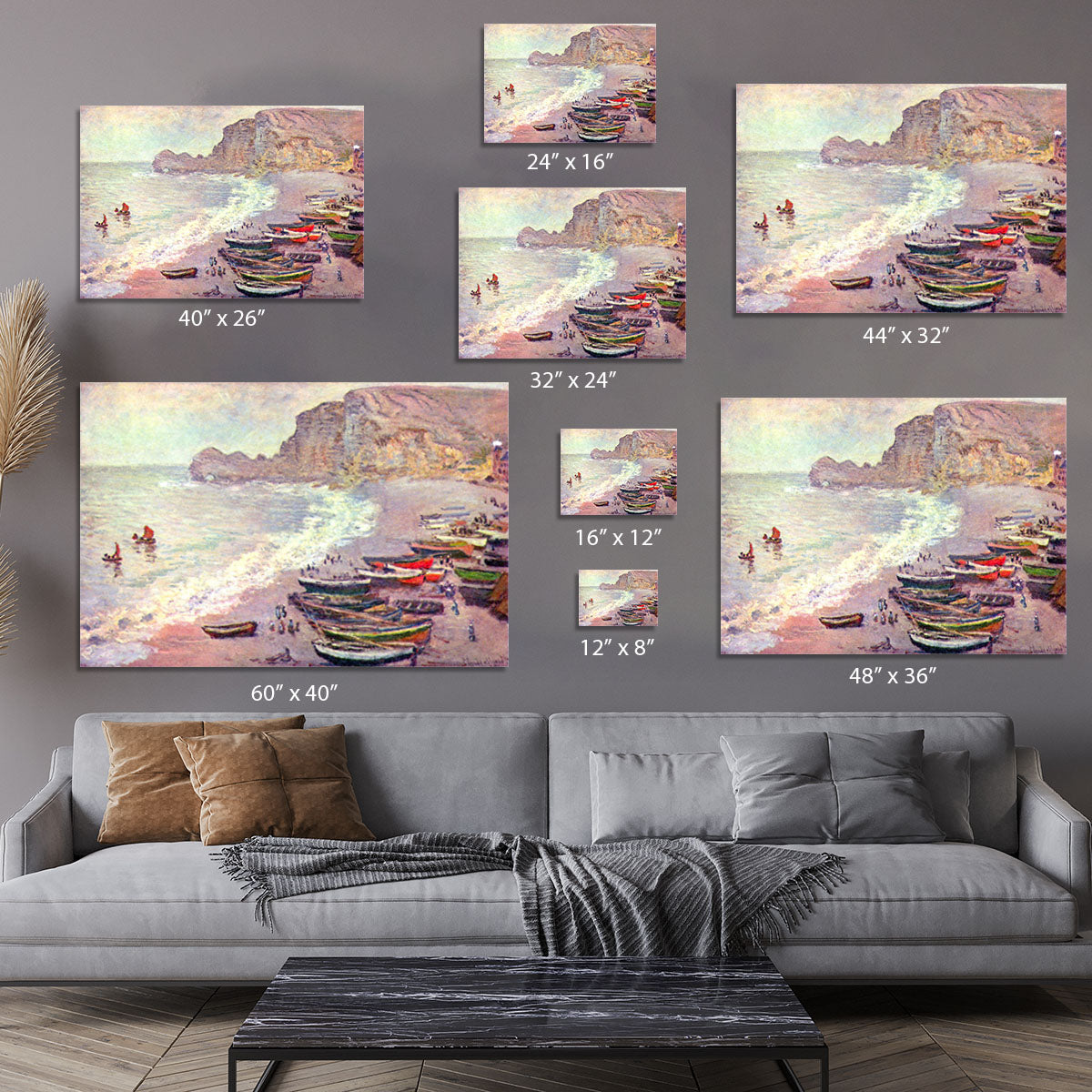 Etretat the beach and La Porte d'Amont by Monet Canvas Print or Poster - Canvas Art Rocks - 7