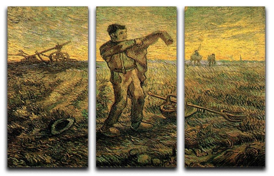 Evening The End of the Day after Millet by Van Gogh 3 Split Panel Canvas Print - Canvas Art Rocks - 4