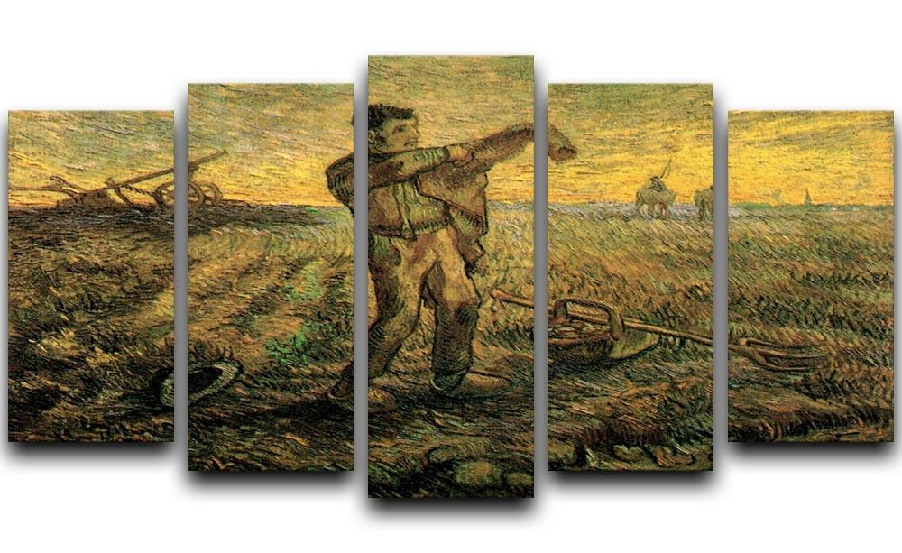 Evening The End of the Day after Millet by Van Gogh 5 Split Panel Canvas  - Canvas Art Rocks - 1