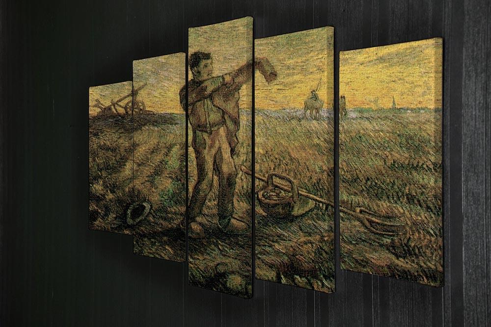 Evening The End of the Day after Millet by Van Gogh 5 Split Panel Canvas - Canvas Art Rocks - 2