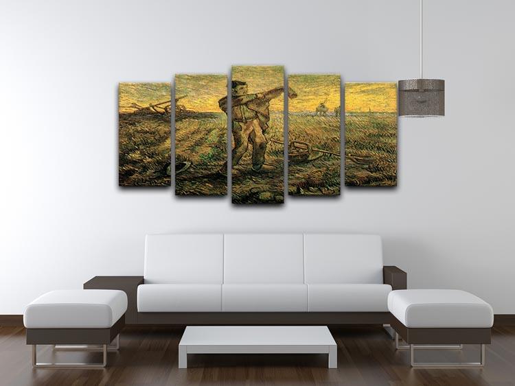 Evening The End of the Day after Millet by Van Gogh 5 Split Panel Canvas - Canvas Art Rocks - 3