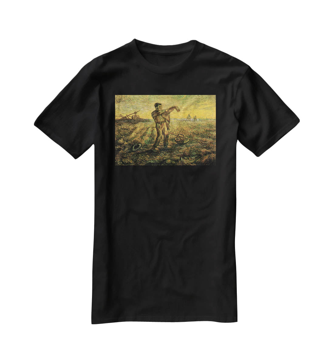 Evening The End of the Day after Millet by Van Gogh T-Shirt - Canvas Art Rocks - 1