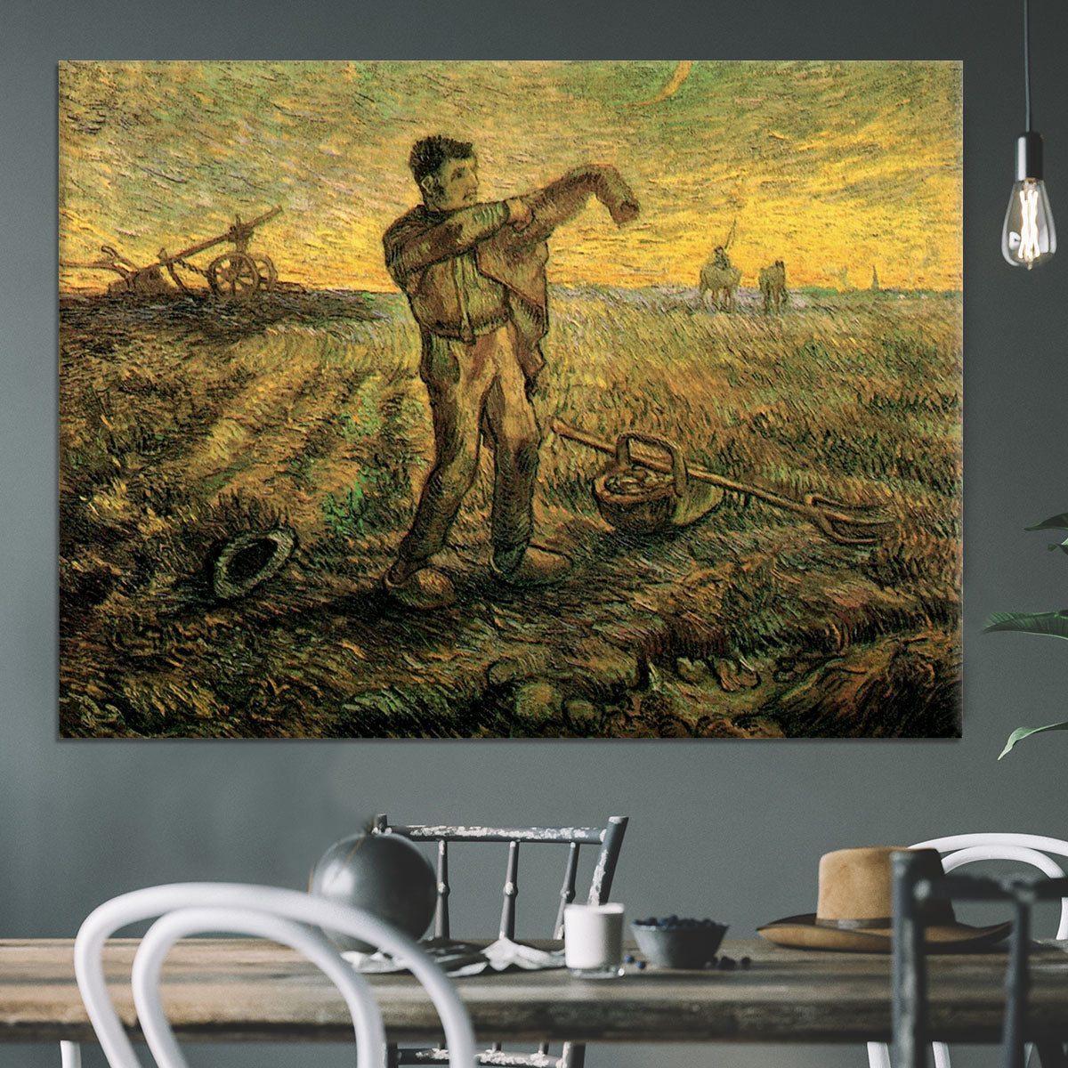Evening The End of the Day after Millet by Van Gogh Canvas Print or Poster - Canvas Art Rocks - 3