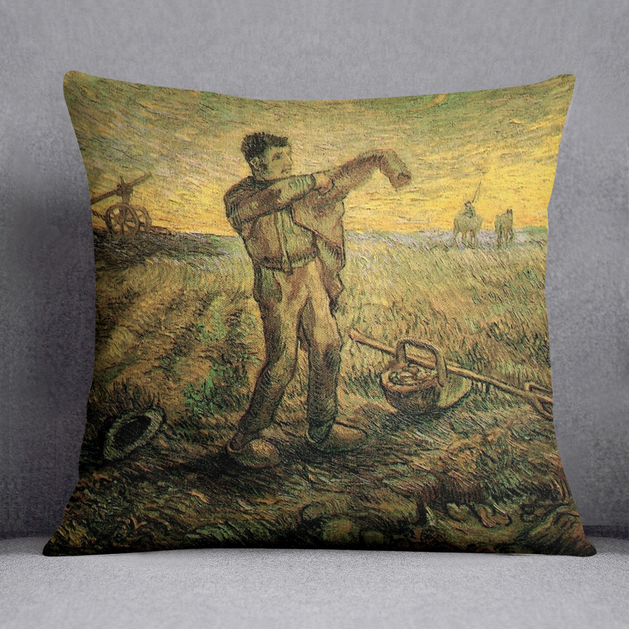 Evening The End of the Day after Millet by Van Gogh Cushion