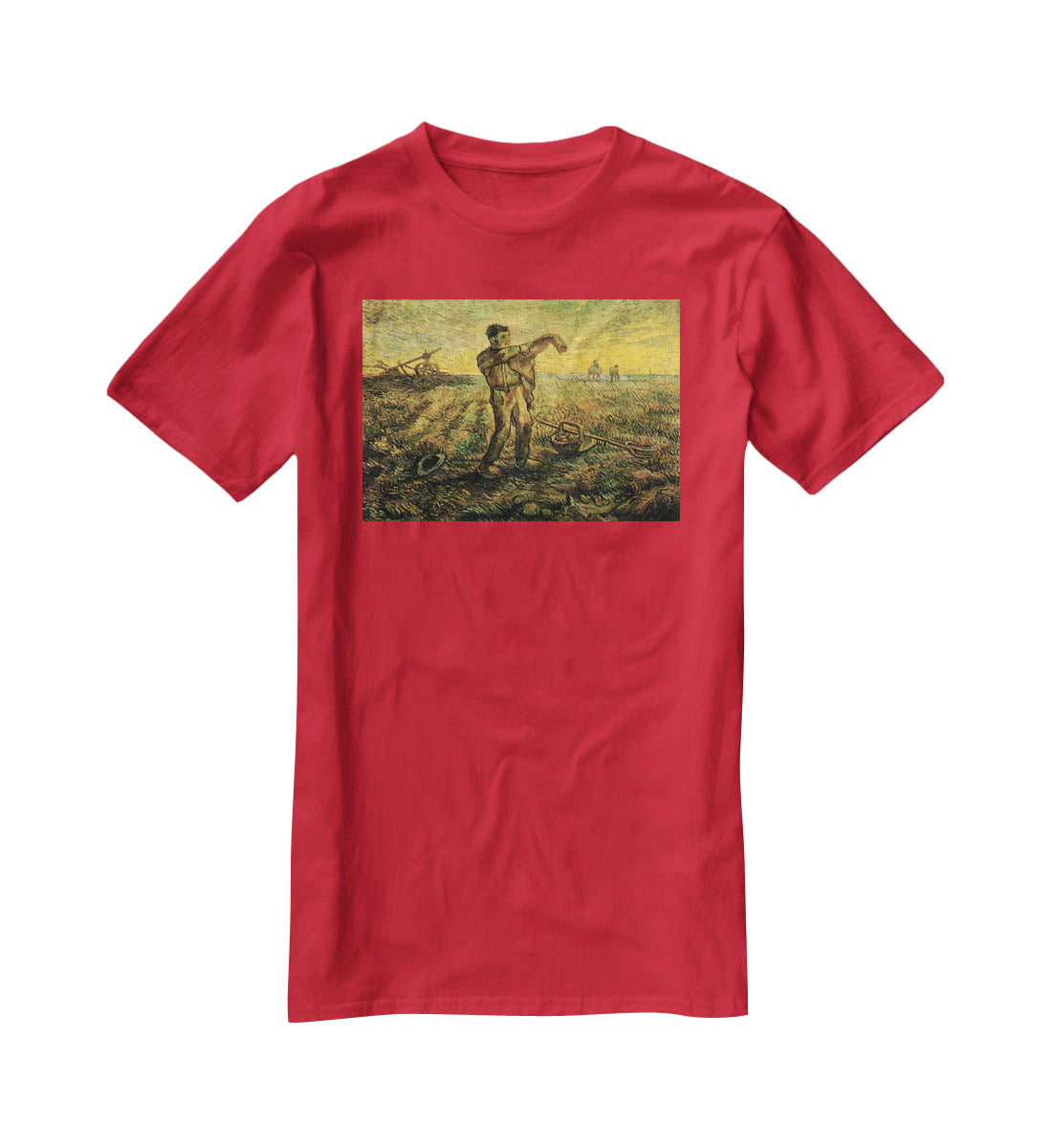 Evening The End of the Day after Millet by Van Gogh T-Shirt - Canvas Art Rocks - 4