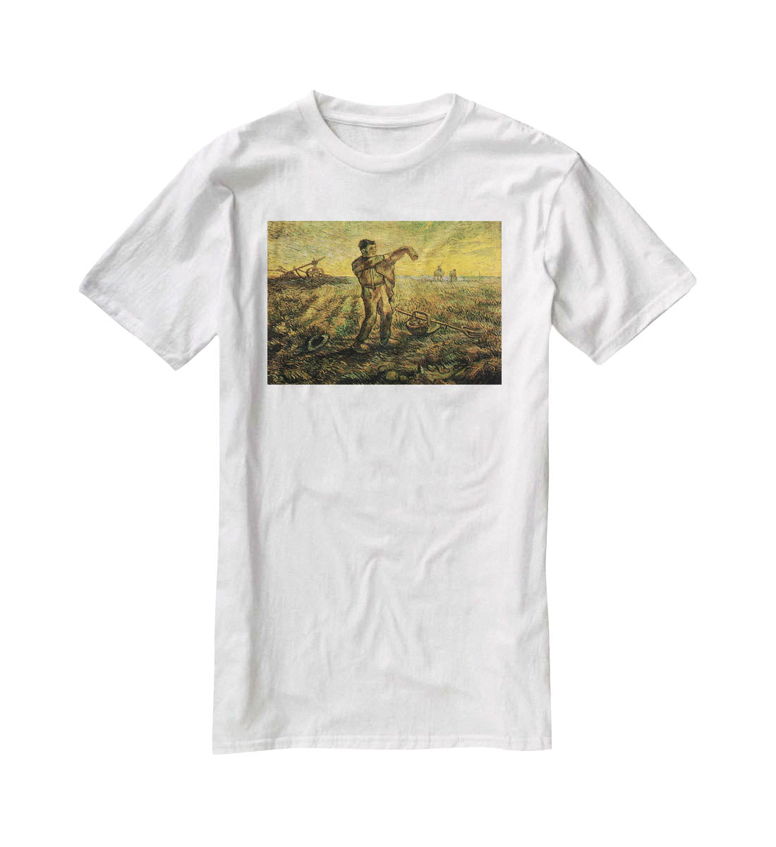 Evening The End of the Day after Millet by Van Gogh T-Shirt - Canvas Art Rocks - 5