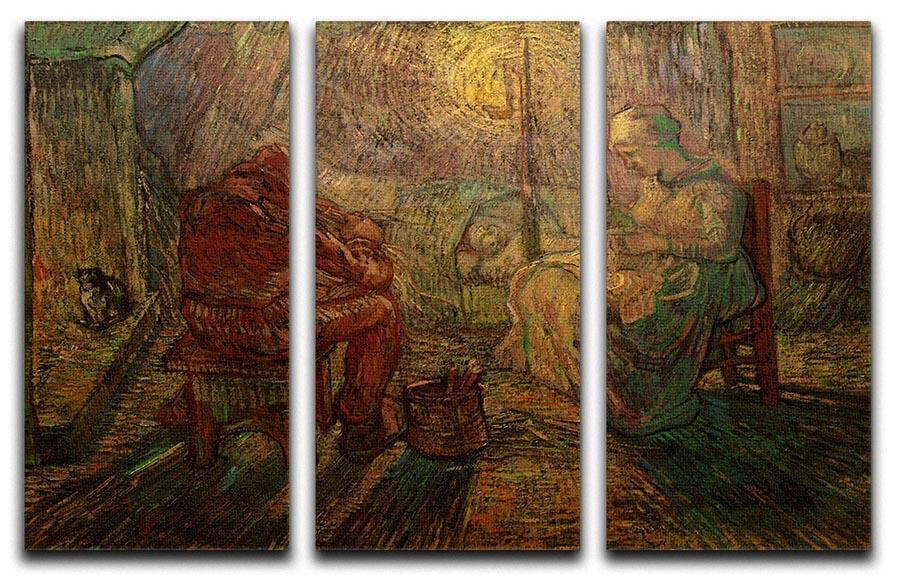 Evening The Watch after Millet by Van Gogh 3 Split Panel Canvas Print - Canvas Art Rocks - 4