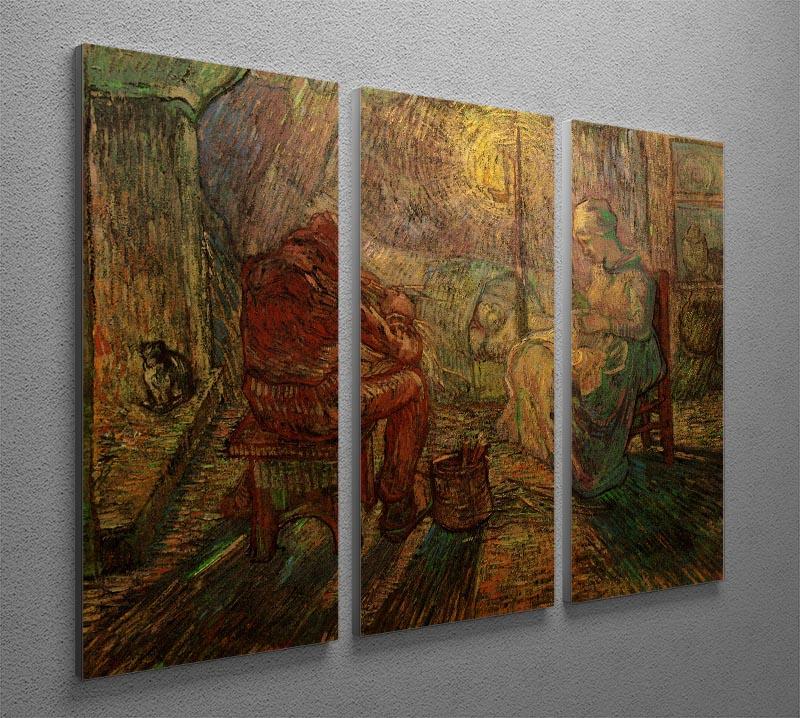Evening The Watch after Millet by Van Gogh 3 Split Panel Canvas Print - Canvas Art Rocks - 4