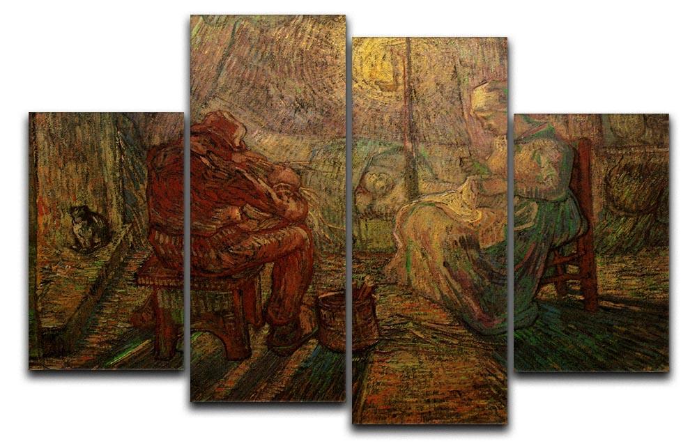 Evening The Watch after Millet by Van Gogh 4 Split Panel Canvas  - Canvas Art Rocks - 1