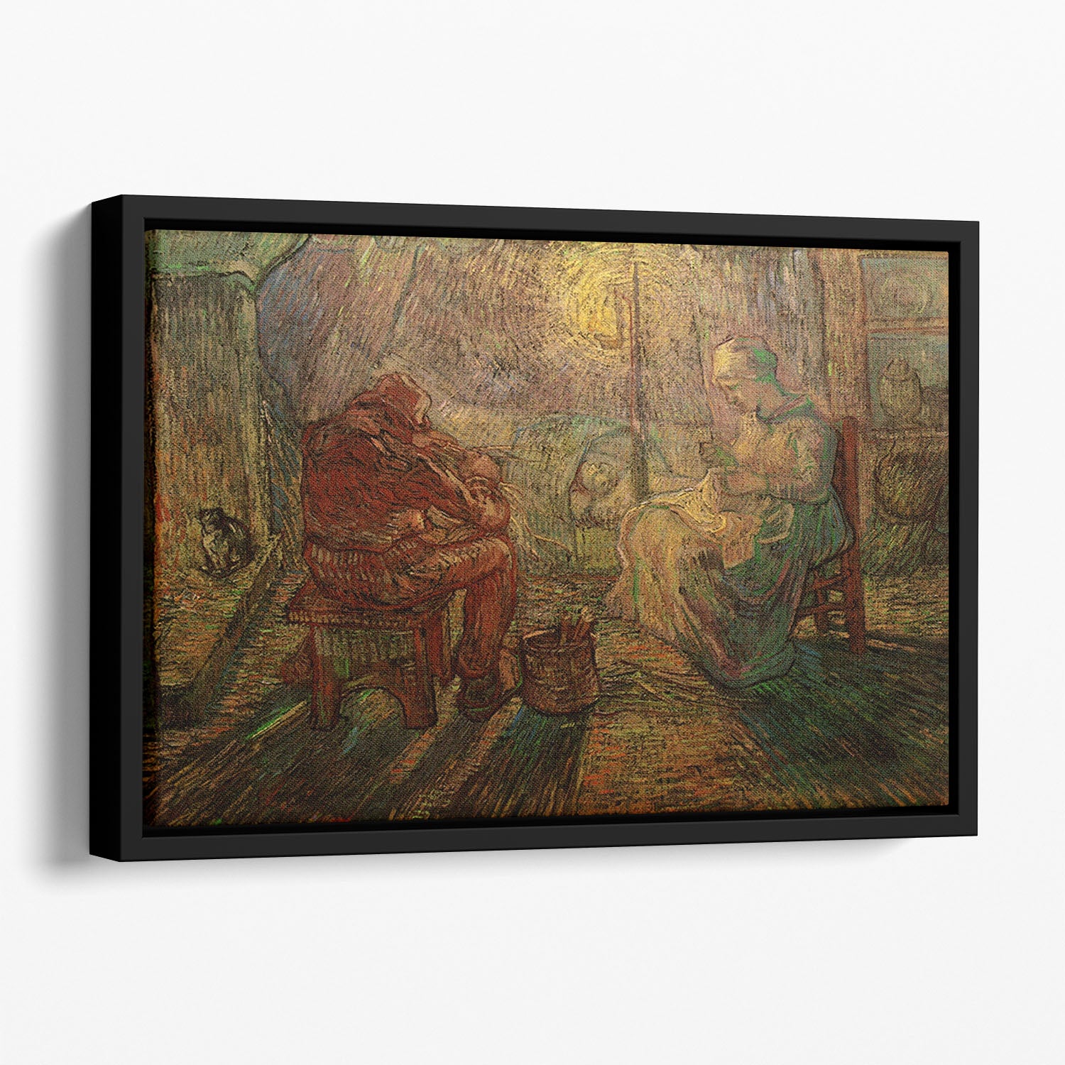 Evening The Watch after Millet by Van Gogh Floating Framed Canvas