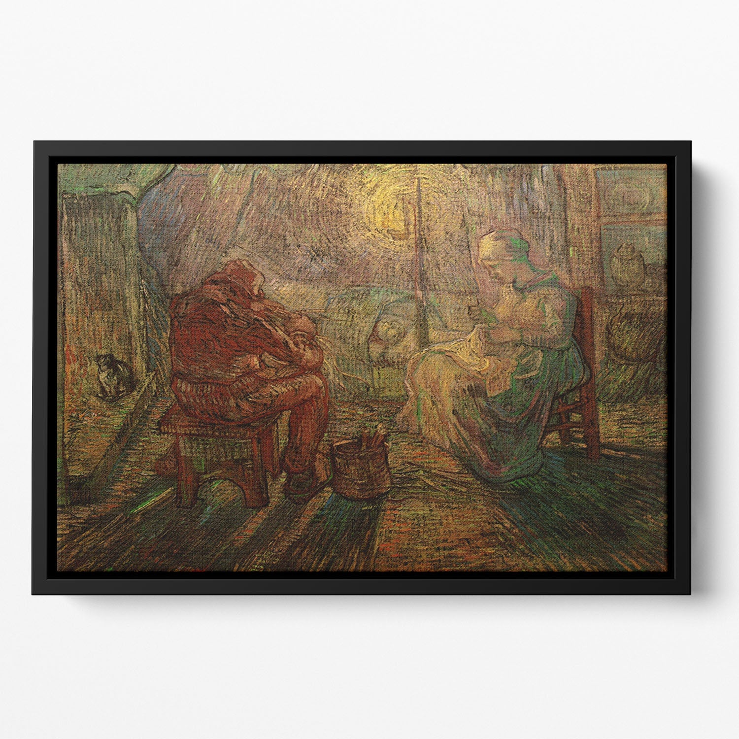 Evening The Watch after Millet by Van Gogh Floating Framed Canvas