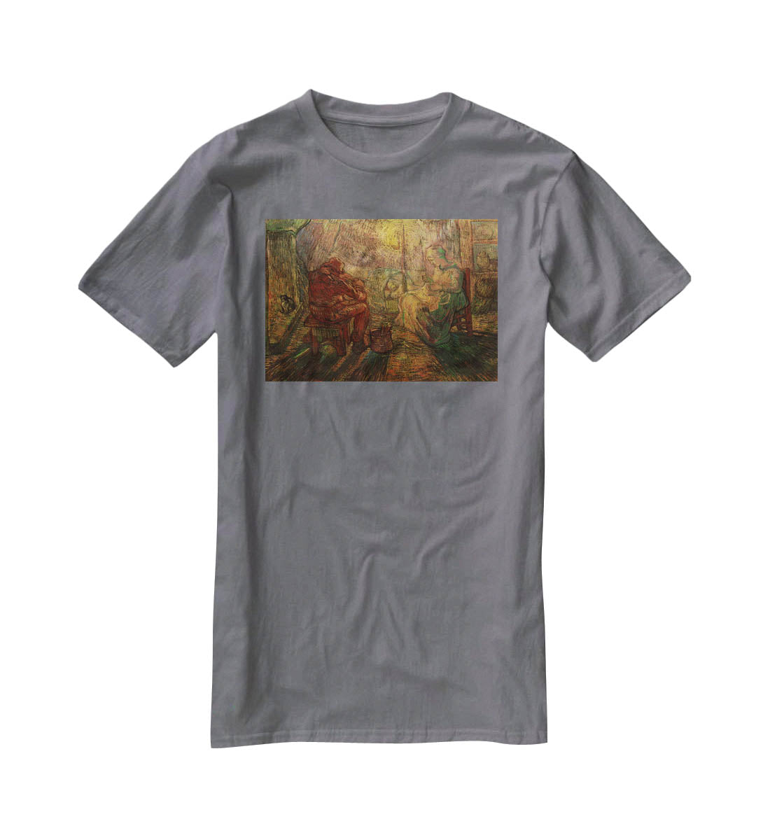 Evening The Watch after Millet by Van Gogh T-Shirt - Canvas Art Rocks - 3