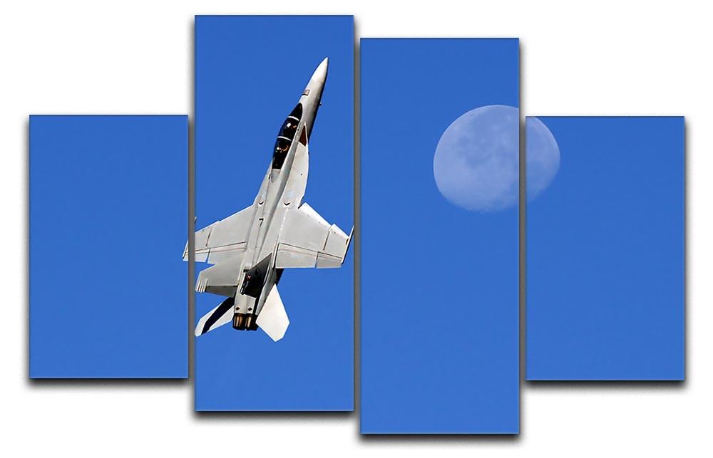 F-18 and the Moon 4 Split Panel Canvas  - Canvas Art Rocks - 1