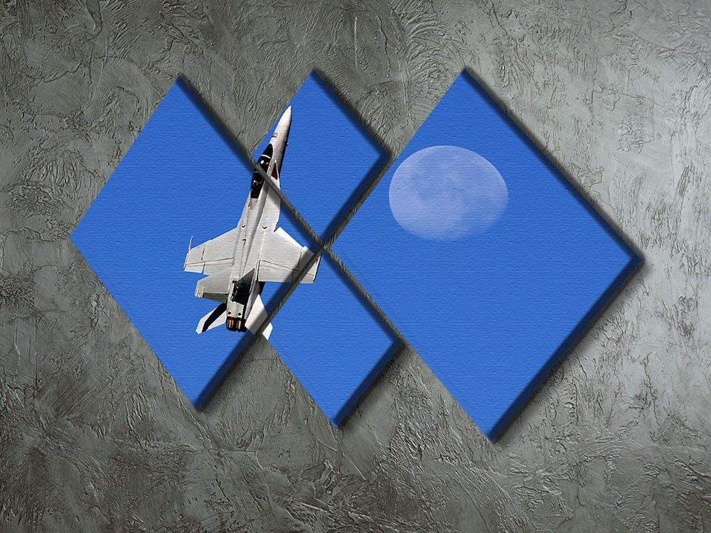 F-18 and the Moon 4 Square Multi Panel Canvas  - Canvas Art Rocks - 2