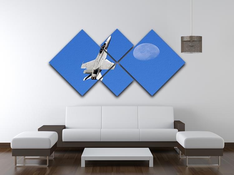 F-18 and the Moon 4 Square Multi Panel Canvas  - Canvas Art Rocks - 3