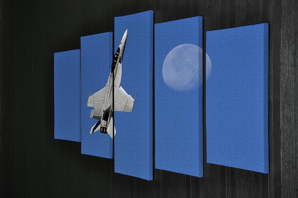 F-18 and the Moon 5 Split Panel Canvas  - Canvas Art Rocks - 2